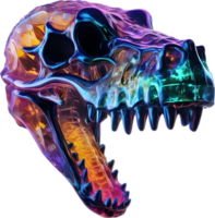 AI generated Colorful crystal skull, Close-up image of a colorful crystal skull. png