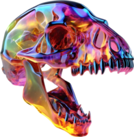 AI generated Colorful crystal skull, Close-up image of a colorful crystal skull. png