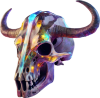 AI generated Colorful crystal skull, Close-up image of a colorful crystal skull. png