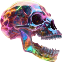 AI generated Colorful crystal skull, Close-up image of a colorful crystal skull. png