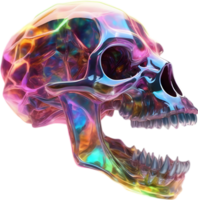 ai generato colorato cristallo cranio, avvicinamento Immagine di un' colorato cristallo cranio. png