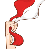 Cartoon Hand Holding Pose with Indonesian Flag png