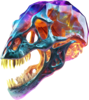 AI generated Colorful crystal skull, Close-up image of a colorful crystal skull. png