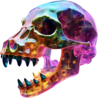 AI generated Colorful crystal skull, Close-up image of a colorful crystal skull. png