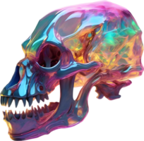 AI generated Colorful crystal skull, Close-up image of a colorful crystal skull. png