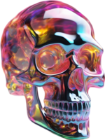 AI generated Colorful crystal skull, Close-up image of a colorful crystal skull. png