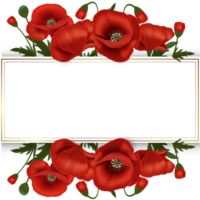 magnifique or Cadre avec rouge coquelicots ornement png