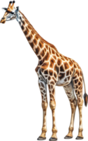 ai generato matita colorata schizzo di un' giraffa. png