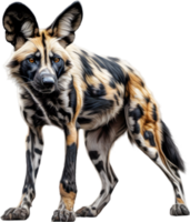 AI generated Colored-pencil sketch of an African Wild Dog. png