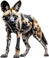 ai generiert Buntstift skizzieren von ein afrikanisch wild Hund. png