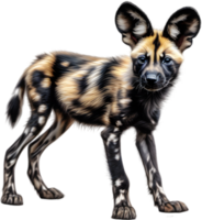 AI generated Colored-pencil sketch of an African Wild Dog. png