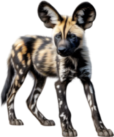 AI generated Colored-pencil sketch of an African Wild Dog. png