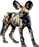 ai généré crayon de couleur esquisser de un africain sauvage chien. png