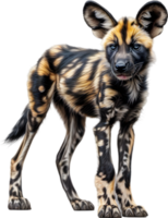 ai généré crayon de couleur esquisser de un africain sauvage chien. png