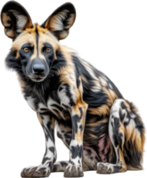 ai generiert Buntstift skizzieren von ein afrikanisch wild Hund. png