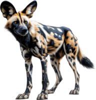 ai généré crayon de couleur esquisser de un africain sauvage chien. png