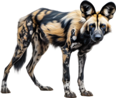 AI generated Colored-pencil sketch of an African Wild Dog. png