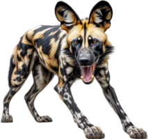 ai généré crayon de couleur esquisser de un africain sauvage chien. png