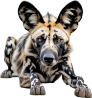 AI generated Colored-pencil sketch of an African Wild Dog. png