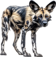 ai généré crayon de couleur esquisser de un africain sauvage chien. png