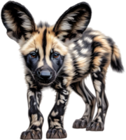 AI generated Colored-pencil sketch of an African Wild Dog. png