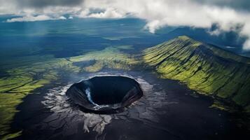 AI generated Awe inspiring crater formed by volcanic activity photo