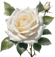 AI generated Colorful rose with leaves clipart. png