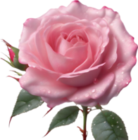 AI generated Colorful rose with leaves clipart. png