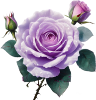 AI generated Colorful rose with leaves clipart. png