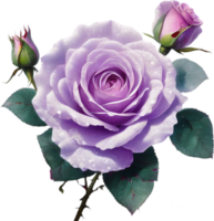 ai généré coloré Rose avec feuilles clipart. png