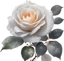 AI generated Colorful rose with leaves clipart. png