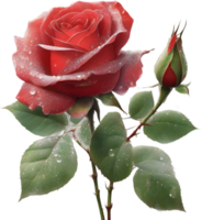 AI generated Colorful rose with leaves clipart. png