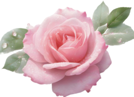 AI generated Colorful rose with leaves clipart. png