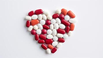 AI generated Pill arrangement forming heart shape photo