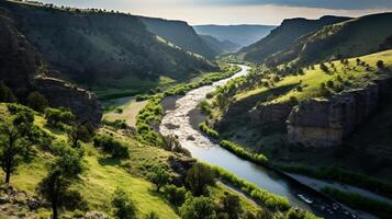 AI generated A river the source of life and beauty in the forest environment photo