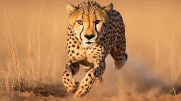 AI generated Open plains and graceful cheetah in full sprint scenery photo