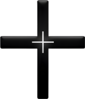 AI generated Black Christian cross icon design in a minimalist style. png