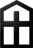 AI generated Black Christian cross icon design in a minimalist style. png