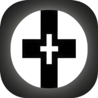 AI generated Black Christian cross icon design in a minimalist style. png