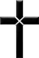 AI generated Black Christian cross icon design in a minimalist style. png