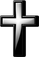 AI generated Black Christian cross icon design in a minimalist style. png