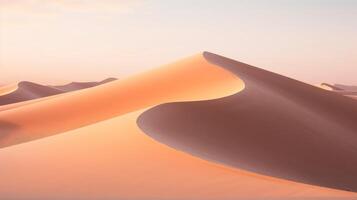 AI generated Dawn light on a serene and minimalist sand dune photo