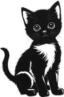 ai gerado fofa gatinho, desenhando do uma fofa gatinho usando a japonês pincelada técnica. png