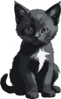 AI generated Cute kitten, drawing of a cute kitten using the Japanese brushstroke technique. png