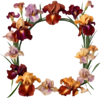 ai gegenereerd kleurrijk schilderij van iris bloemen kader. png