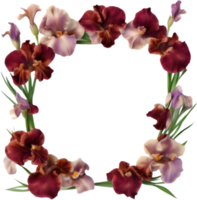 AI generated Colorful painting of Iris floral frame. png