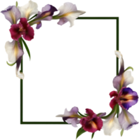 AI generated Colorful painting of Iris floral frame. png