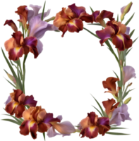 AI generated Colorful painting of Iris floral frame. png