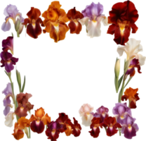 ai generiert bunt Gemälde von Iris Blumen- rahmen. png