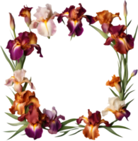 ai generiert bunt Gemälde von Iris Blumen- rahmen. png